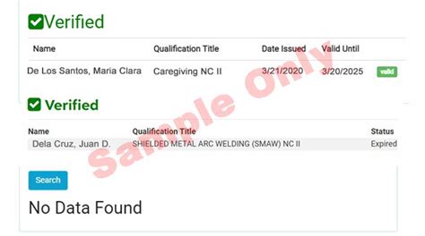 tesda online verification.